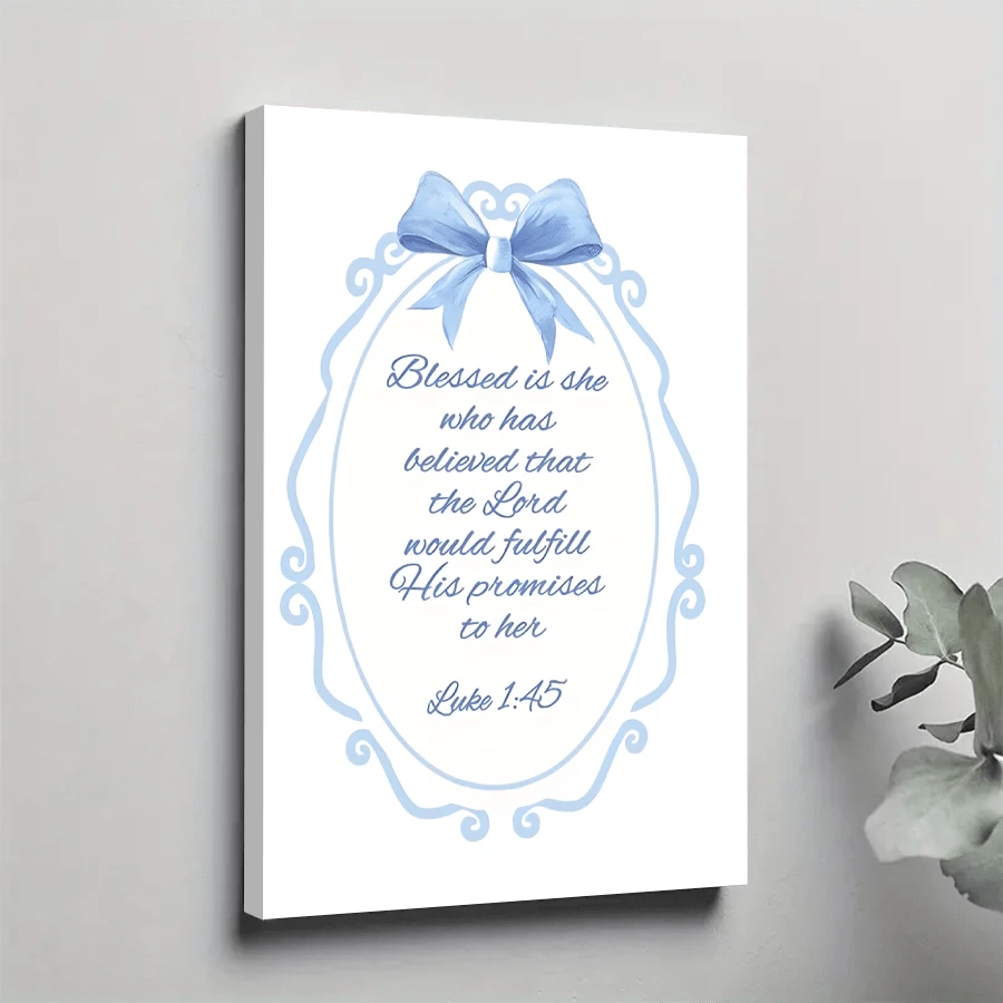 1pc Framed Canvas Poster, Simple Style Bible Preppy Wall Art Canvas Paintings, Ideal Gift For Bedroom Living Room Corridor, Wall Art, Room Decoration - 彩色 - 查看 1