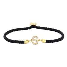 1件时尚创意铜镶嵌锆石字母DIY手链饰品，时尚精致，可调节，26个A-Z字母吊坠，节日礼物，适合日常佩戴