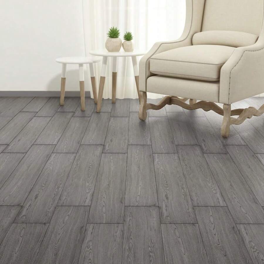 Self Adhesive Dark Grey PVC Vinyl Flooring Planks 2mm Thickness 2.51 Meters Easy Installation - Grey - View 1