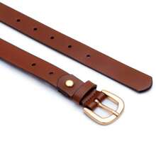 Cinto Feminino de Couro 25mm com Fivela Dourada - Preto, Marrom e Caramelo - 25523