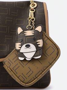 FION Bolso de hombro/axilar de mujer con cadena, bolso clásico con monograma y colgante de Corgi FAAFJGC053