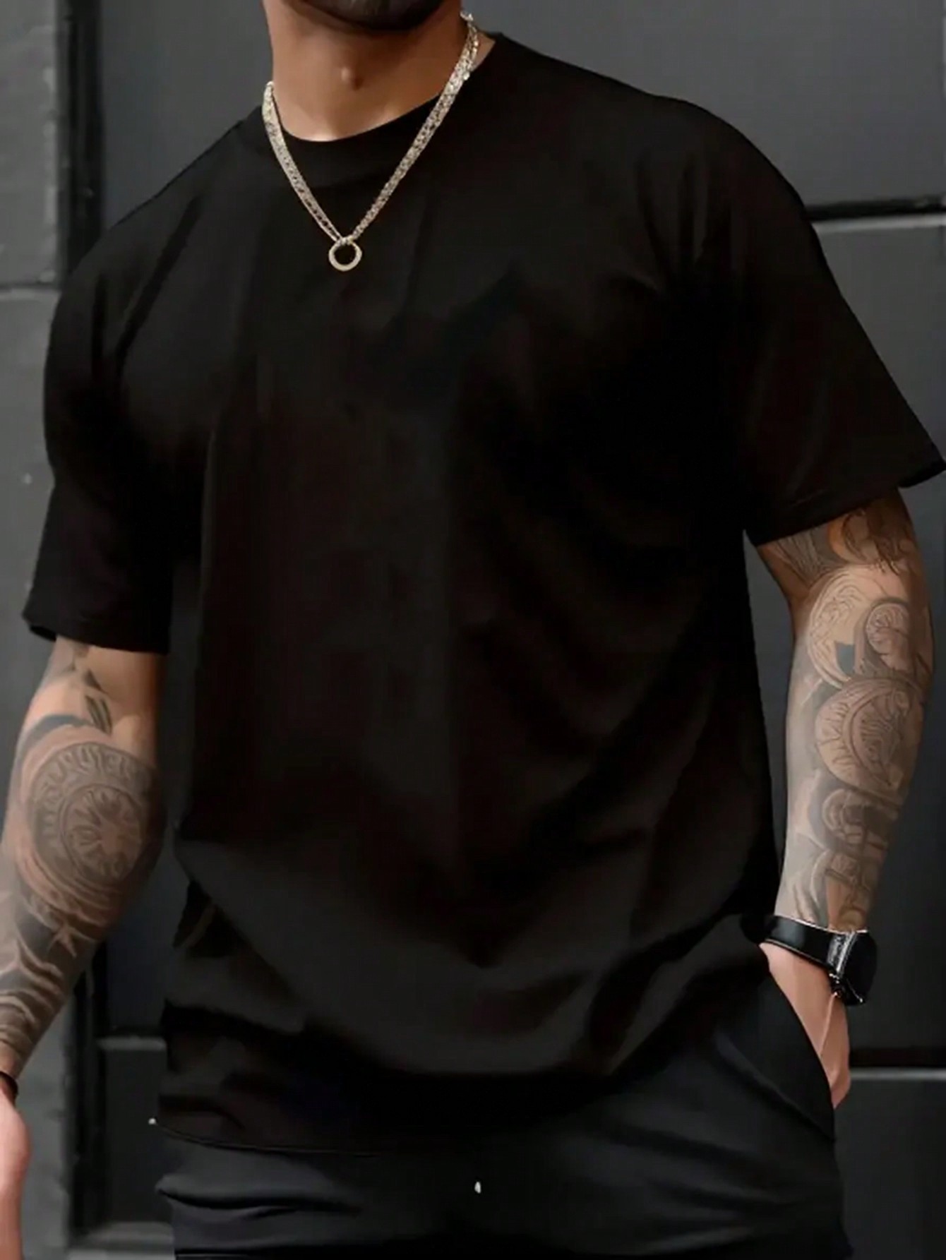 Men's Round Neck Solid Color Casual Slim Fit Short Sleeve Daily Versatile T-Shirt