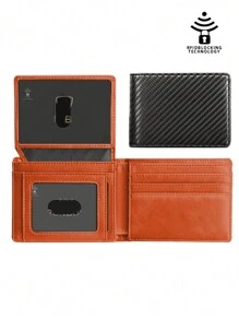 Billetera minimalista de fibra de carbono ultrafina de triple pliegue con ventana de identificación y 13 ranuras para tarjetas, monedero, portador de tarjetas para hombres, billetera mini, cartera pequeña, billetera RFID