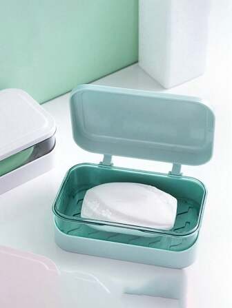 Tvålkopp med dräneringshål, kreativ tvållåda med dubbla lager för badrum, resor och hemmabruk, vändbar tvållåda, lämplig för hem, camping, resor och mode, tvållaskar, researtiklar, badrumsinredning, höstdekor, tillbaka till skolan