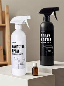 LEAPAIR 1/2 Peças Garrafas de Spray Reutilizáveis Brancas/Pretas de 500ml com Adesivo de Rótulo, Rótulo para SPRAY DESINFETANTE/GARRAFA DE SPRAY, Garrafas de Spray de Plástico para Limpeza, Garrafa Borrifadora de Água para Jardim, Garrafa de Spray de Gatilho de Limpeza de Plástico, Recipiente de Viagem para Limpeza, Jardim, Cozinha, Plantas, Cabeleireiro, Decoração Doméstica de Banheiro, Decoração de Outono, Volta às Aulas