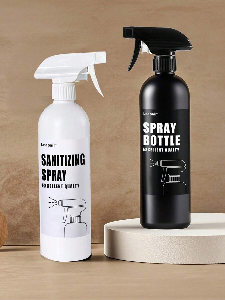 LEAPAIR 1/2 Peças Garrafas de Spray Reutilizáveis Brancas/Pretas de 500ml com Adesivo de Rótulo, Rótulo para SPRAY DESINFETANTE/GARRAFA DE SPRAY, Garrafas de Spray de Plástico para Limpeza, Garrafa Borrifadora de Água para Jardim, Garrafa de Spray de Gatilho de Limpeza de Plástico, Recipiente de Viagem para Limpeza, Jardim, Cozinha, Plantas, Cabeleireiro, Decoração Doméstica de Banheiro, Decoração de Outono, Volta às Aulas