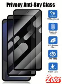 2 piezas Set compatible con la serie, película protectora de pantalla de privacidad de serigrafía, protección de la privacidad lateral de 28 grados, borde curvo de vidrio templado 3D, anti-rotura, compatiblecon Galaxy S21FE/Galaxy S23FE /Axy A54/Aaky A06/Xamy S25 Ultra, transparente, libre de burbujas, privacidad, huella antifibras, regalo para cumpleaños/Pascua/Día del Presidente/Navidad, teléfono protector de teléfono antip, protector, accesorios de pantallas - Negro - Ver 1