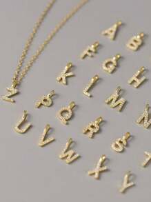 GAGAFEEL 1 Simple Elegant S925 Sterling Silver Full Zirconia 26 Letter Pendant Necklace For Couples DIY Abbreviation Of Name Necklace For Valentine's Day Gift Valentines