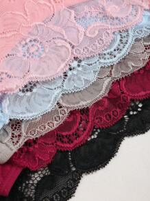 5 Stücke/Packung Damen Mehrfarbige Spitze Patchwork Freischneide Doppelträger atmungsaktive Taillenhose Sexy Höschen