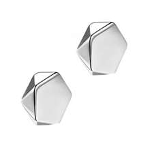1 Piece Black & Silver Clip-On Earrings, Magnet Stud Earrings, Geometric Design, Free-Choice, Non-Pierced Unisex Earrings, Hipster Accessories