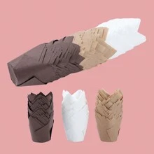 LIFETALK Solid Tulip Paper Muffin Cake Baking Cups