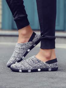 男士乐福鞋新款便士鞋一脚蹬休闲鞋懒人鞋布艺渔夫鞋平底男鞋黑色简约帆布鞋学生鞋平底船鞋商务皮鞋（尺码偏小偏窄，请订购大2码） - 黑色 - 查看 6