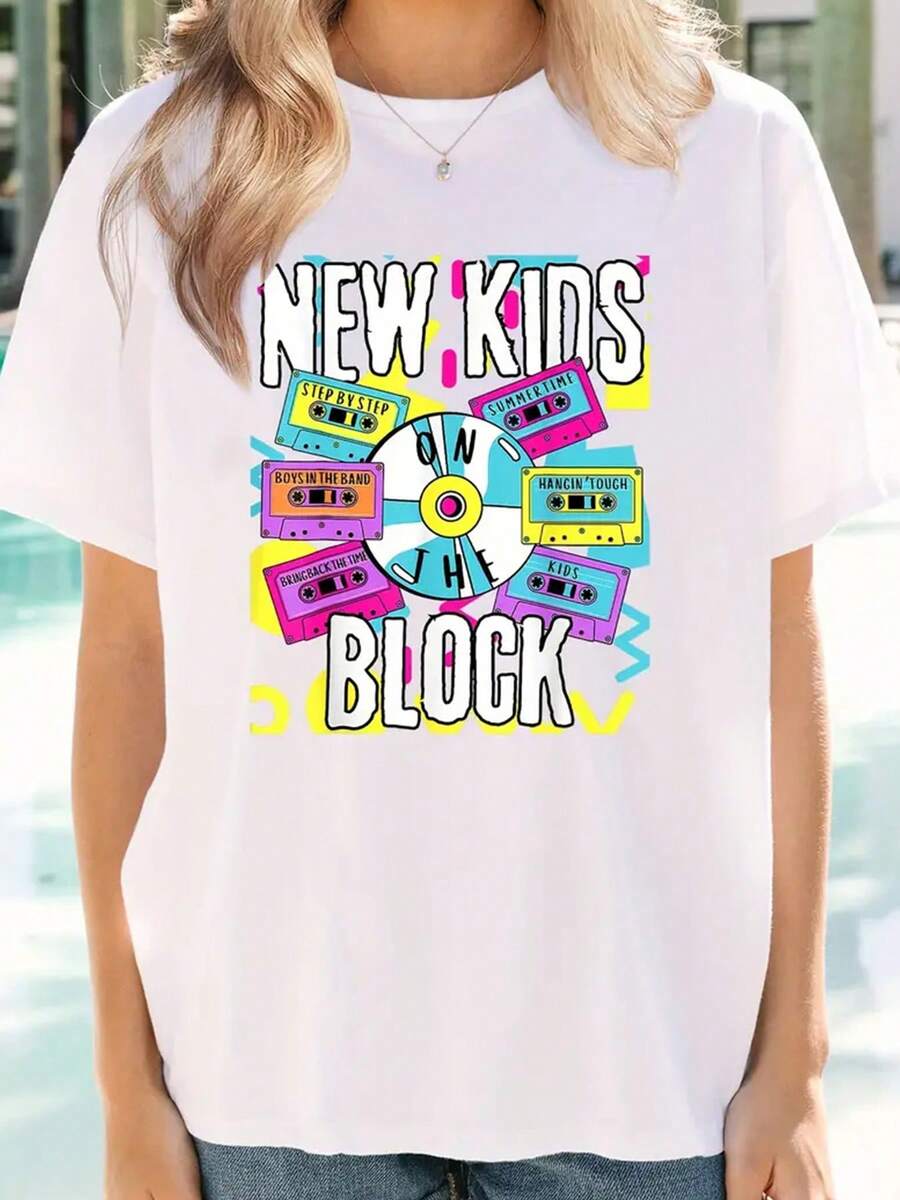 Block AND FABULOUS Creative Design Printed T-Shirts Women's Summer Fashion Cute Casual Round Neck Short Sleeved Women's Clothing - White - View 1