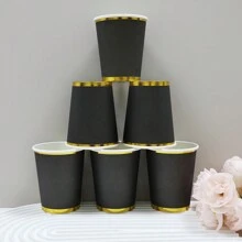 10/20/60pcs,Premium Black Paper Cups With Hot Stamp (9 Oz) - Elegant Disposable Drinkware For Any Parties And Events - Black - View 16