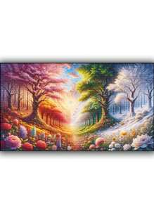 1 Set 30x60cm Or 40x80cm DreamFour Seasons Spring, Summer, Autumn, Winter Wonderland Landscape Diy Diamond Painting Full Round Diamond Mosaic 5d Diamond Embroidery Art New Arrival Nordic Decor