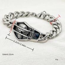 1 pieza Brazalete de acero inoxidable de moda para entusiastas de las motos, talla única