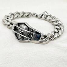 1 pieza Brazalete de acero inoxidable de moda para entusiastas de las motos, talla única