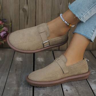 Unisex Plus Size Slip-On Casual Shoes, Soft Breathable Uppers, Round Toe Design, Fashion & Versatile For All Year Round Wear