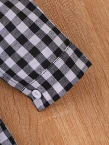 Stylish College Style 2 In 1 Heart Embroidery Plaid Print Dress, Spring/Autumn - Black - View 4