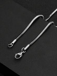 8 Stylish Stainless Steel Men's Titanium Steel Box Chain Necklace Flat Snake Chain Keel Chain Water Wave Chain Stainless Steel Collarbone Necklace Jewellery Set For Men's Daily Use