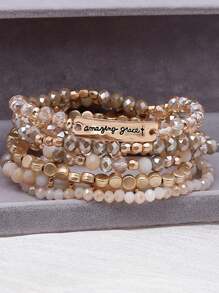 Set de 6 pulseras de cuentas de vidrio y CCB para mujeres, color raíz de loto, de verano