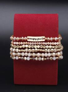 Set de 6 pulseras de cuentas de vidrio y CCB para mujeres, color raíz de loto, de verano