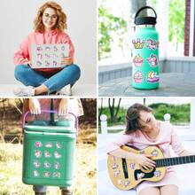 50张可爱独角兽贴纸，色彩缤纷的卡通图案动物个性化涂鸦贴纸，适用于剪贴簿、日记本、礼品包装、贺卡装饰；彩虹马贴纸，适合教师奖励、青少年和成人，也可用于学校用品、返校季剪贴簿、趣味贴纸、笔记本电脑贴纸、Kindle手机贴纸。 - 彩色 - 查看 11