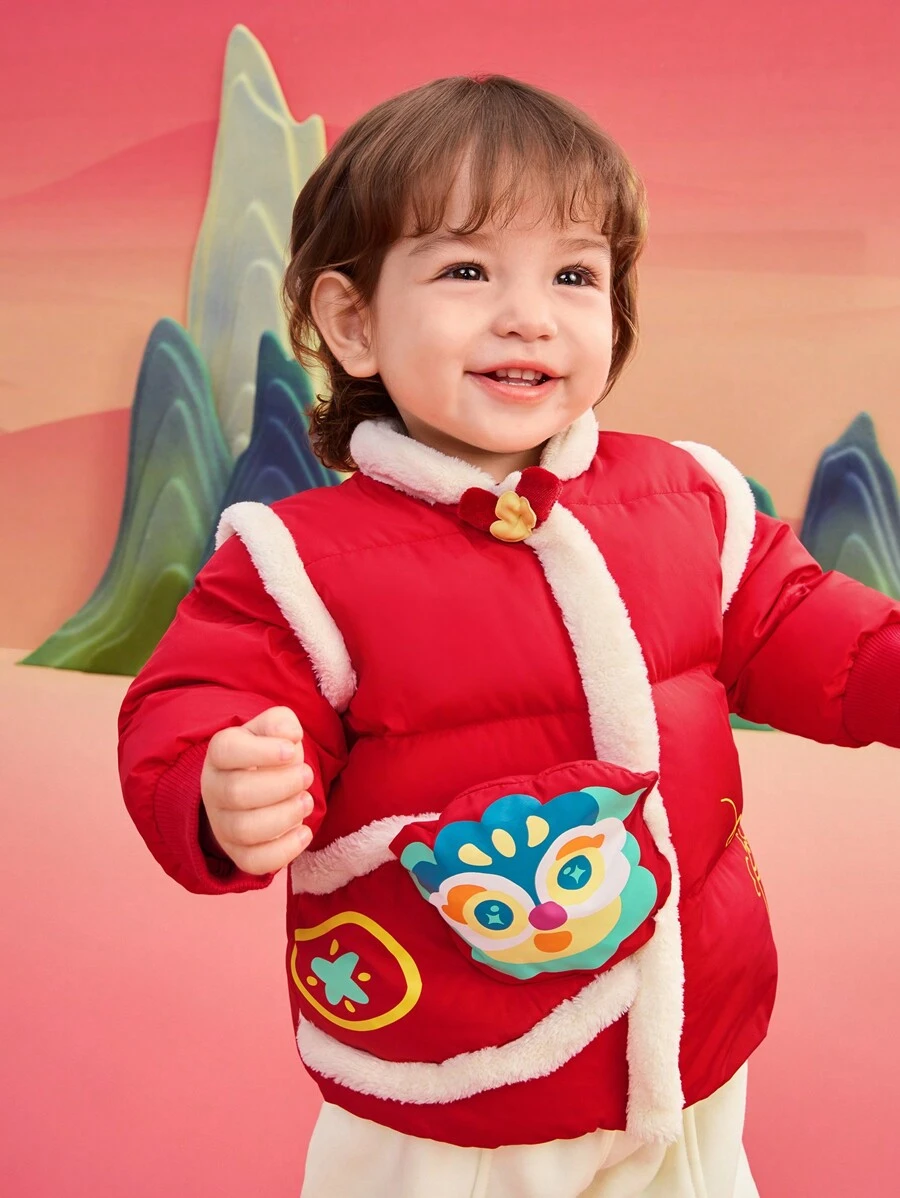 Balabala Baby Down Jacket, New Year , 2025 Chinese-Style Festival Wear - Chinese Red - View 1