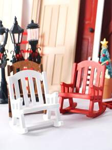 1:12 Scale Doll House Miniature Furniture Vintage Rocking Chair, Wooden Stool, Home Decor Ornament, Retro Nostalgia Rocking Chair, New Chinese Style Chair Miniature Model, European Retro Wooden Rocking Chair, Micro Landscape Decor Accessories