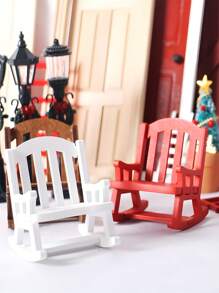 1:12 Scale Doll House Miniature Furniture Vintage Rocking Chair, Wooden Stool, Home Decor Ornament, Retro Nostalgia Rocking Chair, New Chinese Style Chair Miniature Model, European Retro Wooden Rocking Chair, Micro Landscape Decor Accessories