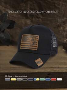 1pc Tropical Fish & Star Map Casual Streetwear Polyester Mesh Splice Warm Windproof UV Protection Unisex Baseball Cap, Versatile Snapback Hat For All Seasons - Mesh Cap - View 1