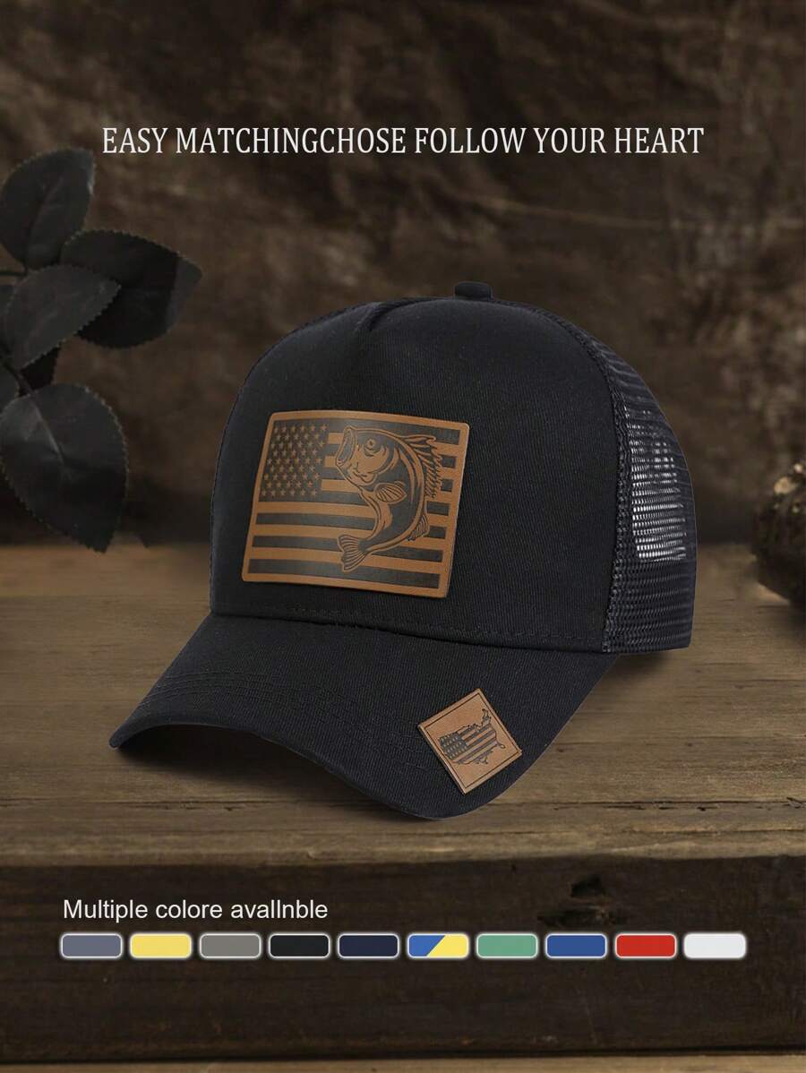 1pc Tropical Fish & Star Map Casual Streetwear Polyester Mesh Splice Warm Windproof UV Protection Unisex Baseball Cap, Versatile Snapback Hat For All Seasons - Mesh Cap - View 1