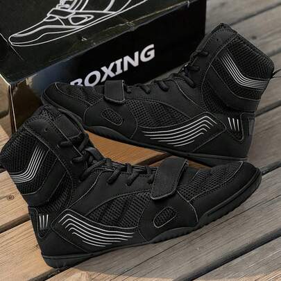 TACHUAN Professional Wrestling Shoes, Unisex High-Top Boxing Shoes, Training Boots For MMA, Muay Thai, Combat, Boxing, Fitness