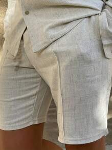 Men's Simple Drawstring Pocket Casual Shorts, Fashionable And Suitable For Outdoor - Light Grey - View 2