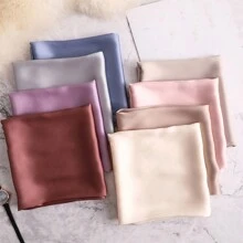女士70cm x 70cm的亞麻方巾純色圍巾，適用於袋子裝飾、防曬、披肩、優雅頭巾、時尚髮箍 - A - 查看 4