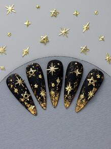 6 Grids 3D Stars Five-Pointed Star Metal Golden Jewelry Nail Charms Art Decoration Y2K Japanese Alloy Stick-On Manicure DIY Nail Supplies Nail Gems Nails