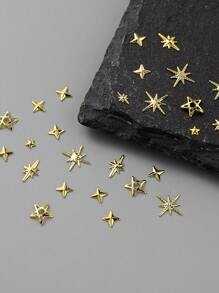 6 Grids 3D Stars Five-Pointed Star Metal Golden Jewelry Nail Charms Art Decoration Y2K Japanese Alloy Stick-On Manicure DIY Nail Supplies Nail Gems Nails