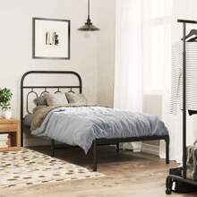 Stylish Black Bed Frame With Headboard 80x200cm Modern Design No Mattress Included - Black - View 1