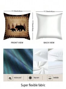 Buy 1 Get 1 Free, Total Of 2 PCS Rustic Bear Pillow Covers - Ultra-Soft Plush, Wildlife-Themed Design, Yellow & Brown, 18x18 Inch Couch Sofa Accent - Cozy Cabin Country Home Decor, No Pillow Insert