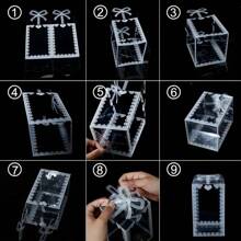 10pcs Transparent Plastic Gift Boxes For Wedding Party, White Bowknot , 4 Sizes Romantic Wedding Gift Boxes, Small Business Supplies, Packaging Box, Wedding Decor, Gift Boxes, Wedding Supplies, Wedding Favors Valentine's Day - Multicolor - View 11