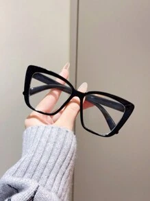 3pcs Unisex Square Large Frame Versatile Academic Style Non-Prescription Glasses Glasses, Face-Flattering - Black/white/red - View 4