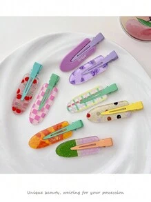 Set da 6 fermagli per capelli con design di frutta, molletta per frangia, molletta per trucco, molletta per frangia, accessori per capelli