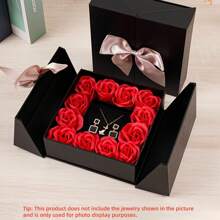 1 pieza Caja de regalo de lujo de empaque de joyería con rosa romántica y declaración de moda para el Día de San Valentín o el Día de la Madre. No incluye joyería