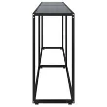 Black Console Table 225x75.5 Cm Tempered Glass Modern Design Stylish Furniture