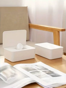 1pc Square Plastic Wet Wipe Box, Dustproof Desktop Tissue Box With Sealed Cover, Home Office Paper Tissue Storage Box With Refillable Space Home Bathroom Decor Bathroom Organizer Fall Decor Back To School