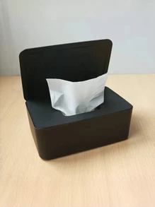 1pc Square Plastic Wet Wipe Box, Dustproof Desktop Tissue Box With Sealed Cover, Home Office Paper Tissue Storage Box With Refillable Space Home Bathroom Decor Bathroom Organizer Fall Decor Back To School