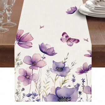 1 PIEZA Manteles de mesa con diseños de flores, mariposas y flores silvestres para primavera y verano, estilo rústico y de campo para decoración del hogar, fiestas en interiores y exteriores