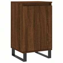 Brown Oak Engineered Wood Sideboard Set Of 2 Storage Cabinets 45x70 Cm Modern Design - Brown - View 4