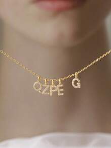GAGAFEEL 1 Simple Elegant S925 Sterling Silver Full Zirconia 26 Letter Pendant Necklace For Couples DIY Abbreviation Of Name Necklace For Valentine's Day Gift Valentines