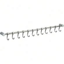 Stainless Steel Kitchen Bar Hook Tea Towel Hook 53cm With 12 Silver Hooks - Silver - View 1